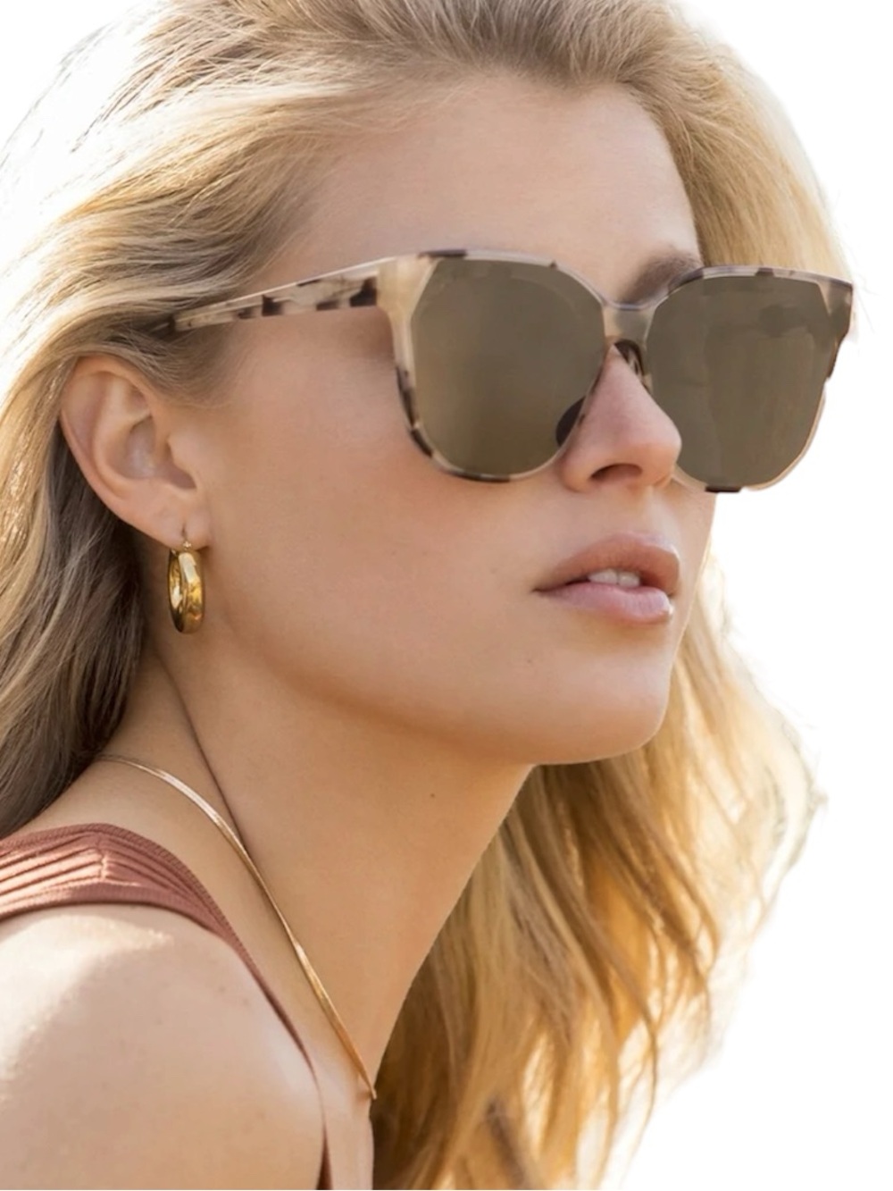 DIFF Gia Sunglasses Cream Tortoise Frame Grey Lens NWT